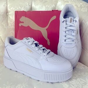 Brand New Puma Karmen Rebelle Spring Lavender Lace Up Leather Platform Sneakers